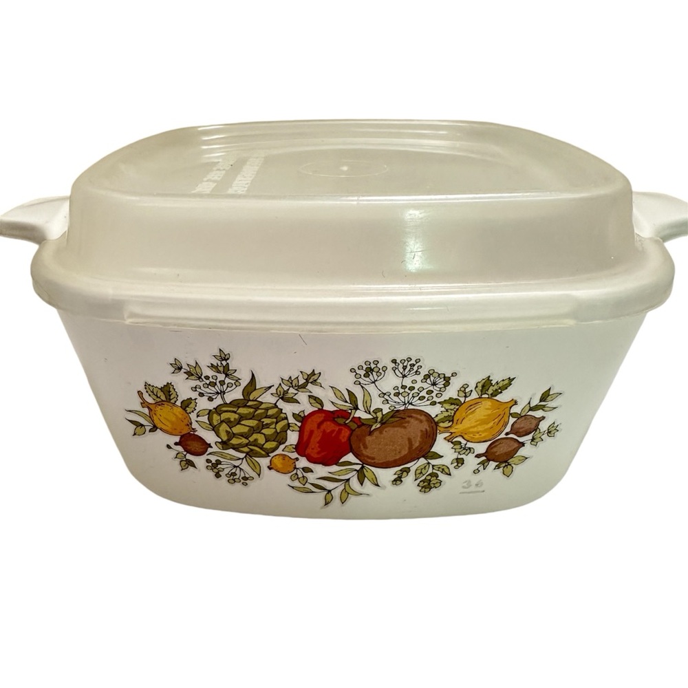 Corning Ware 2 3/4 Cup Spice of Life Mini Casserole Pan Dish With Plastic Lid